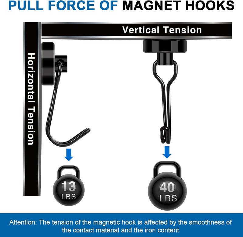 LOVIMAG Hooks, 40lbs+ Magnetic Magnet Hook 2026 Cruise Cabin Ship Essentials Heavy Duty Strong Refrigerator Fridge Hanging for Classroom Beach Vacation Kitchen Grills Home Mug Hanger (6 Pack), Black - Image 4